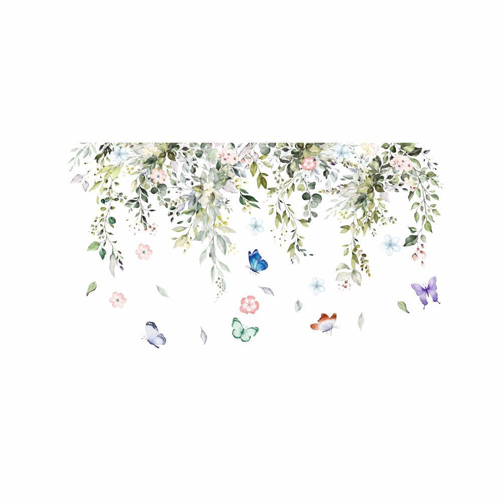 Green Plant Leaves Wall Decals Hanging Vine Flower Leaf Wall Stickers for Bedroom Living Room Wall Art Decor