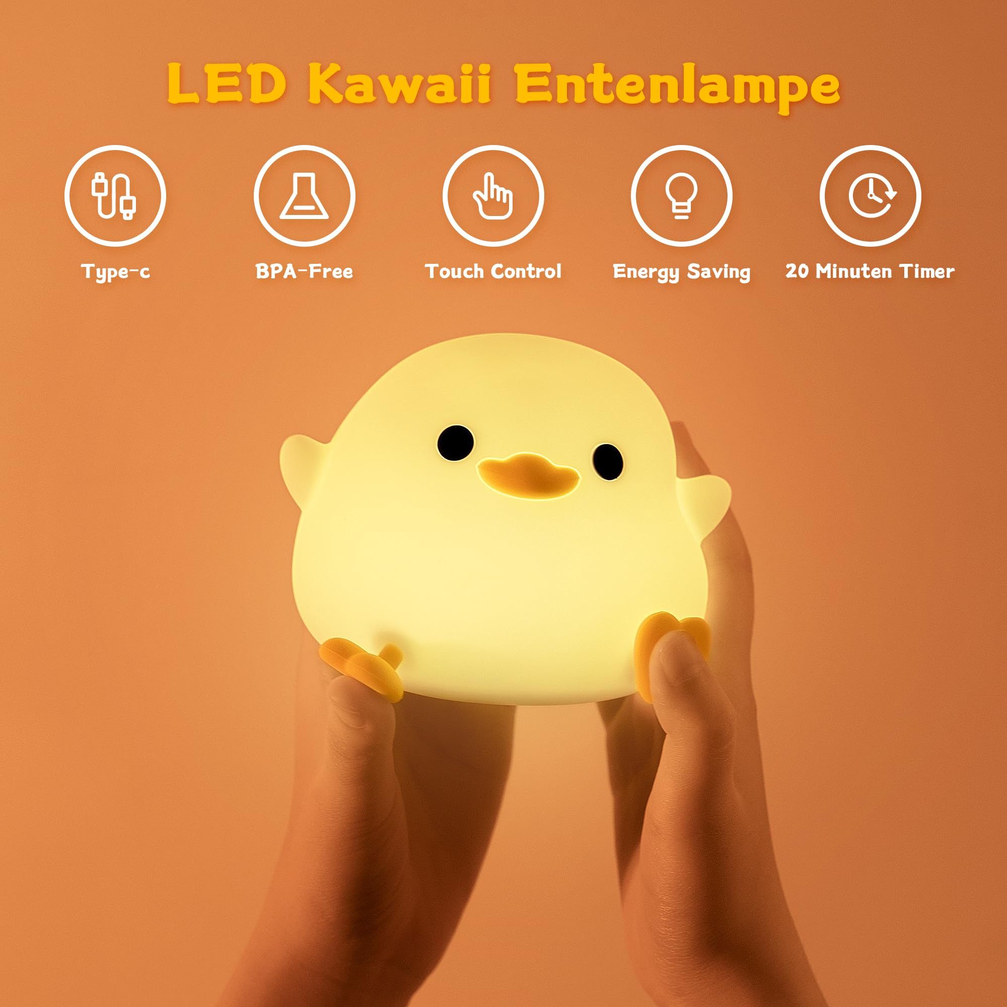 Duck Night Light,Cute Silicone Nursery Nightlight for Kids, Duck lamp Rechargeable Touch Lamp Bedside Lamp for Breastfeeding