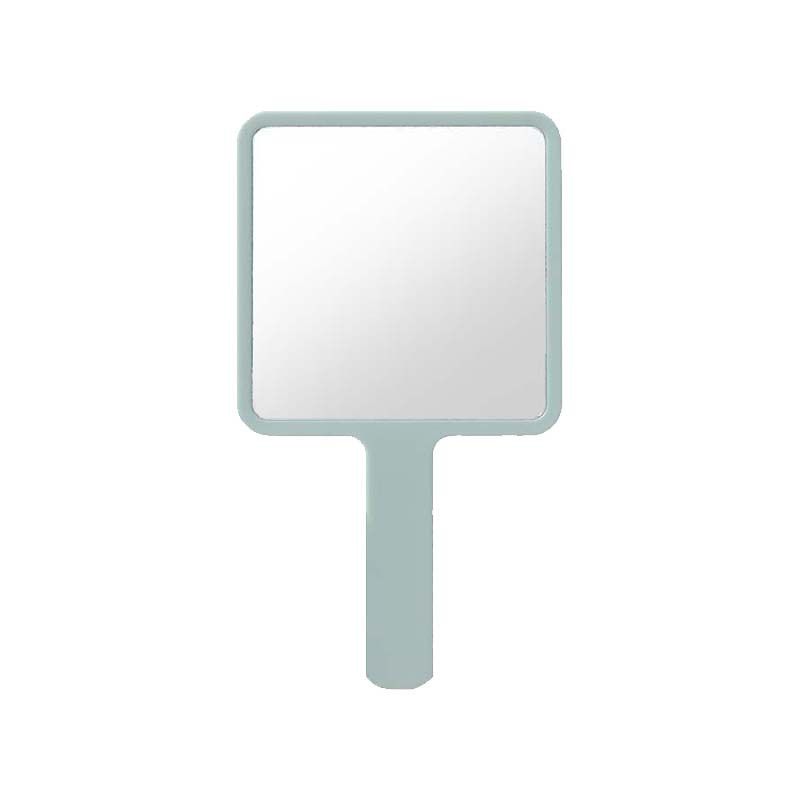 2 PCS Rectangle Handheld Mirror Hand Mirror Travel Handheld Mirror Cosmetic Mirror with Handle (Green and pink)