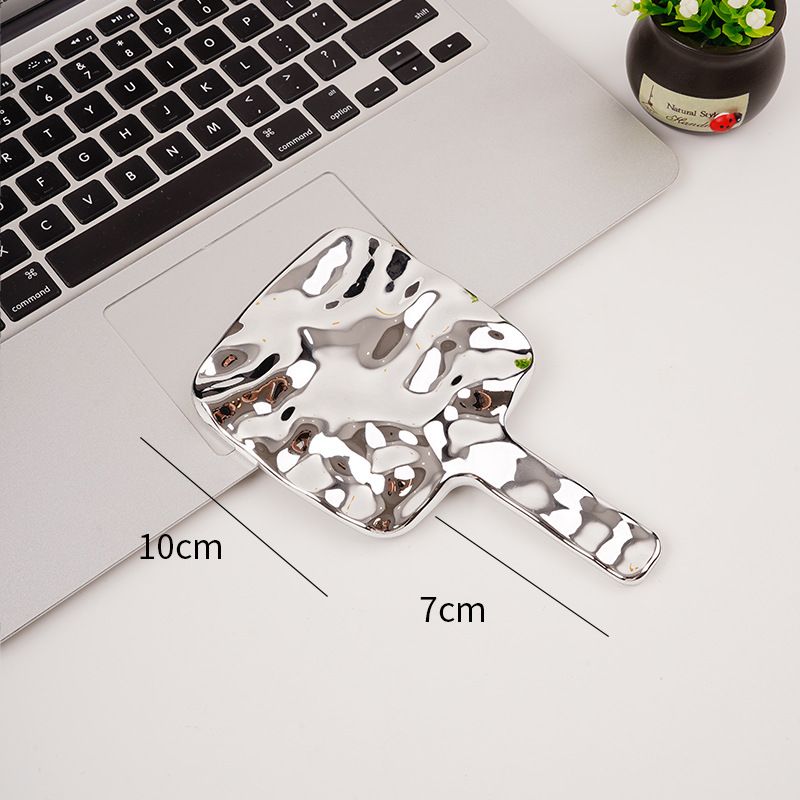 Handheld Mirror, Water Ripples Hand Mirror with Handle for Make up, Square, Silver, Small ( 10*17cm )