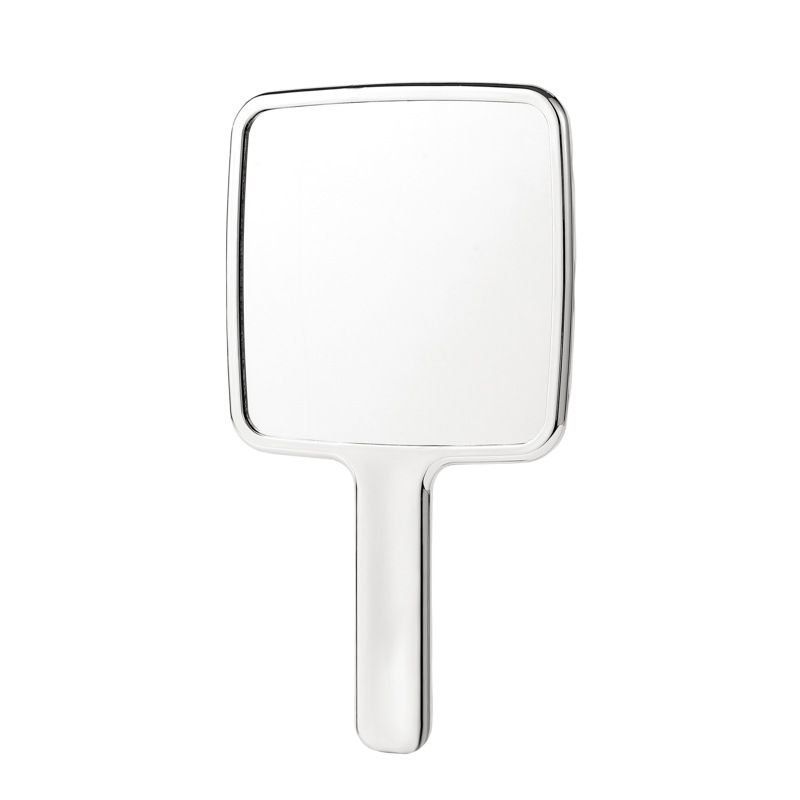 Handheld Mirror, Water Ripples Hand Mirror with Handle for Make up, Square, Silver, Small ( 10*17cm )