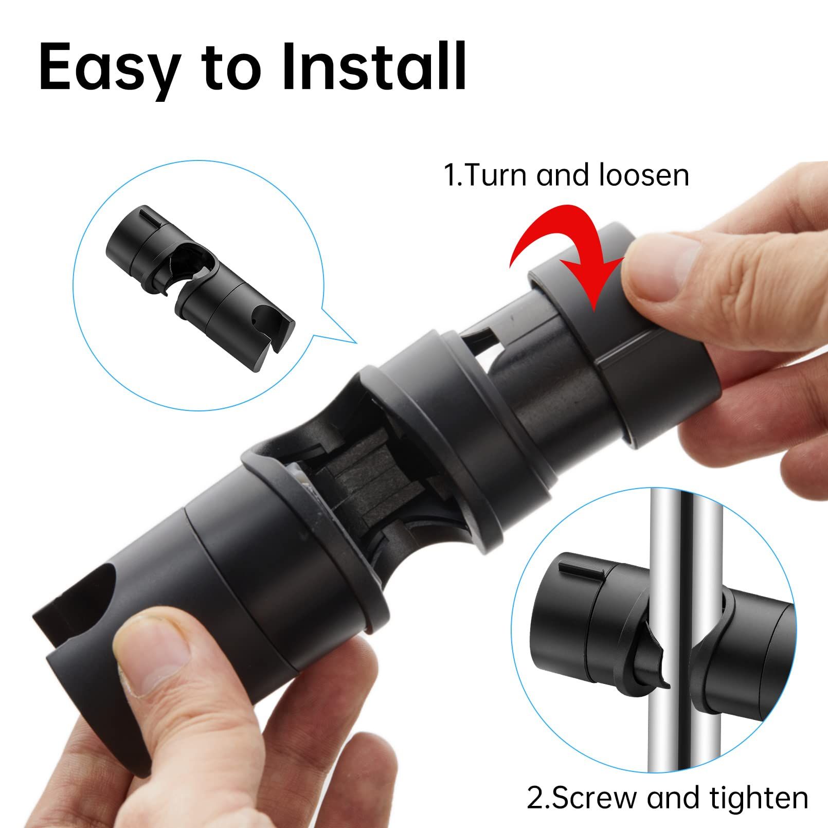 Adjustable Shower Head Holder for Slide Bar,Universal 20-25MM Rail Head Bracket Holder for Slide Bar Slider Clamp Bathroom
