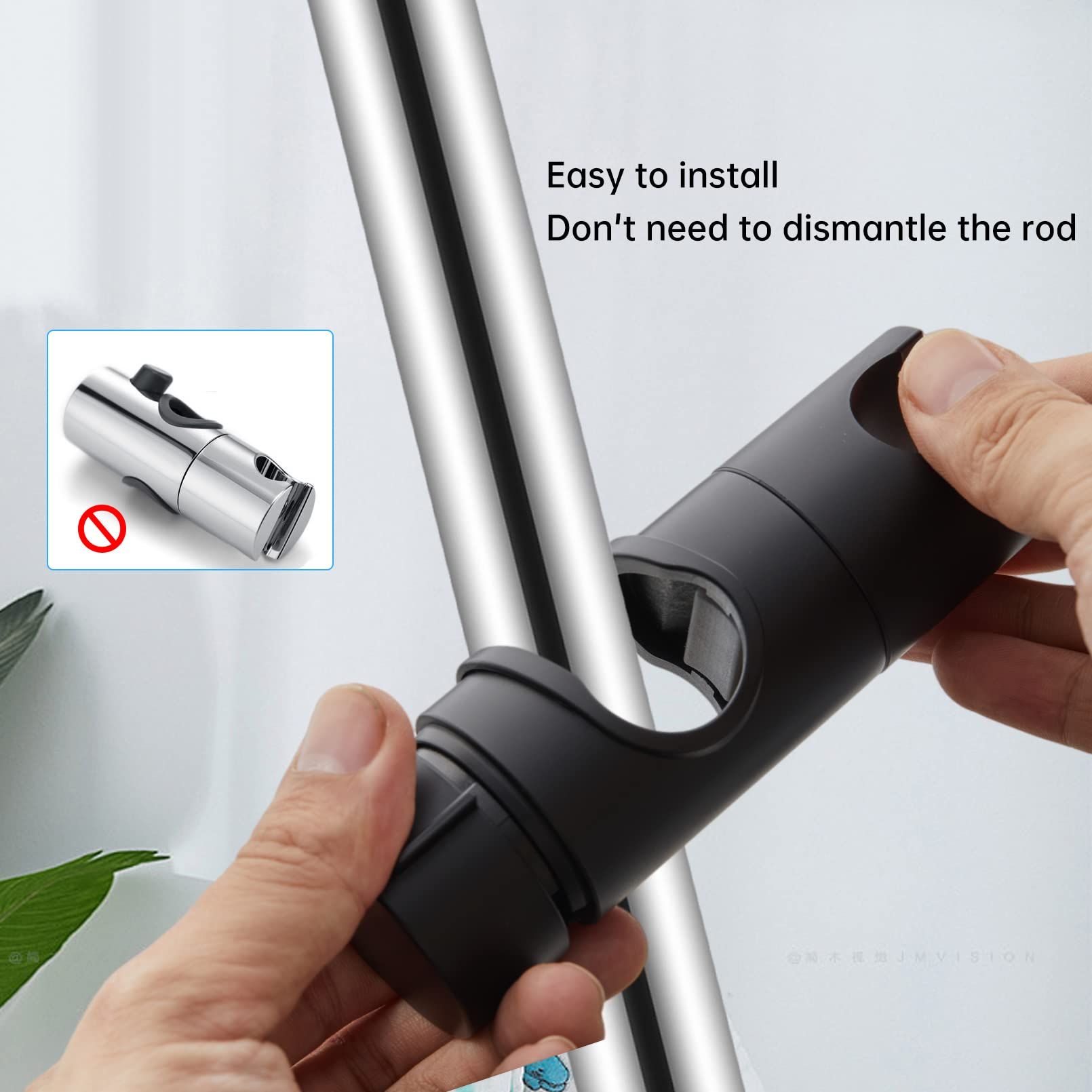 Adjustable Shower Head Holder for Slide Bar,Universal 20-25MM Rail Head Bracket Holder for Slide Bar Slider Clamp Bathroom