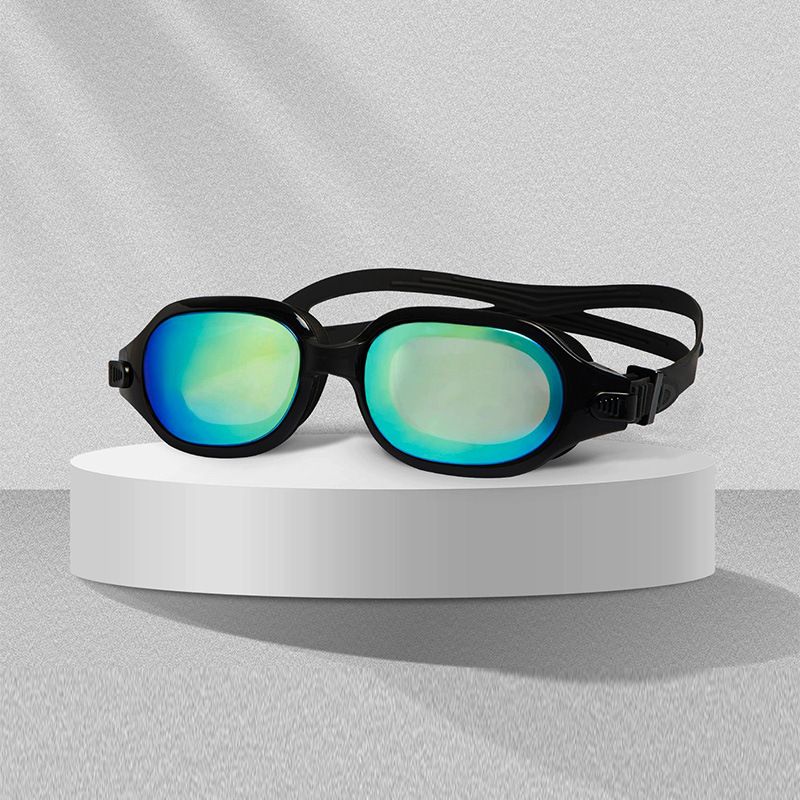 Ladies Men's Silicone Swimming Goggles Adjustable with Swimming Glasses Without Box (Color : Black1, Size : One Size)