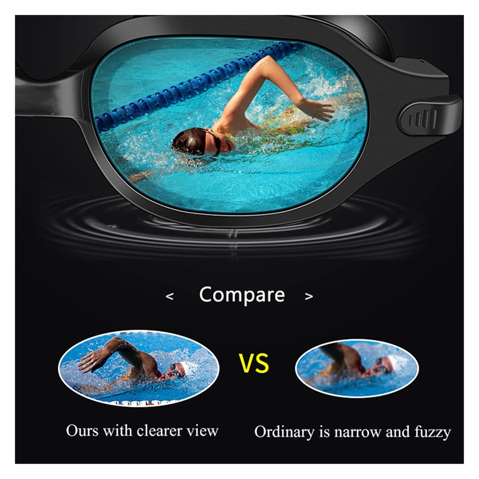 Ladies Men's Silicone Swimming Goggles Adjustable with Swimming Glasses Without Box (Color : Black1, Size : One Size)