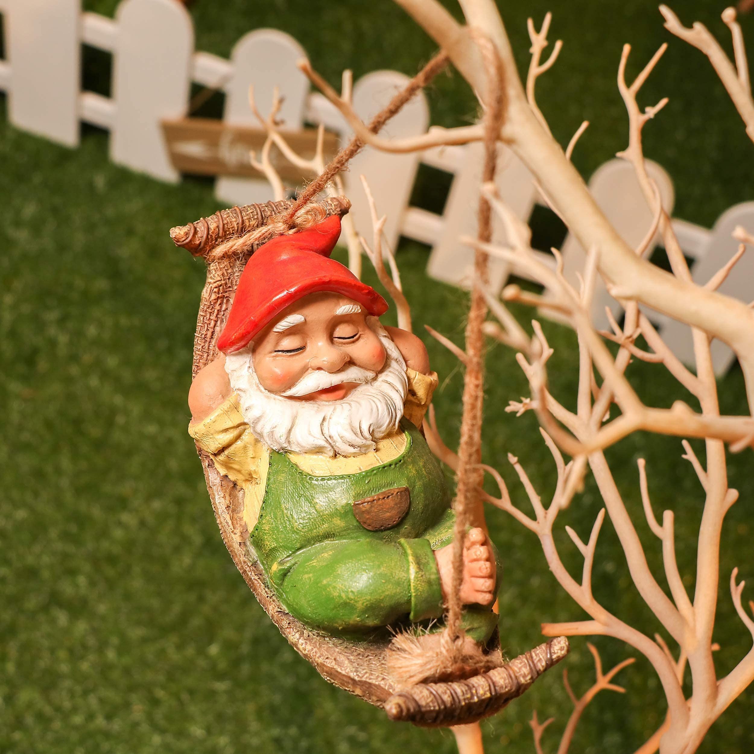 Garden Gnome Statues, Tree Ornaments Figurines for Stump Branch Lawn Patio Decor, Ideal Gift for Spring, Birthday and Mom