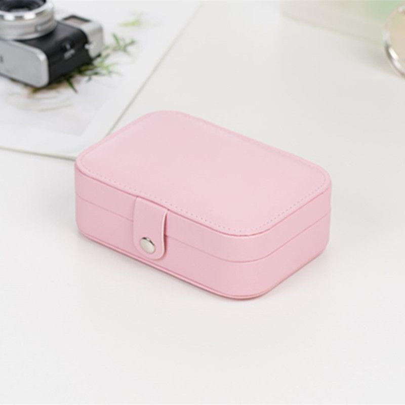 Small Jewelry Box, Travel Jewelry Case Portable Jewelry Organizer Storage for Necklace Earring Rings, Double Layer Leather (2pcs)