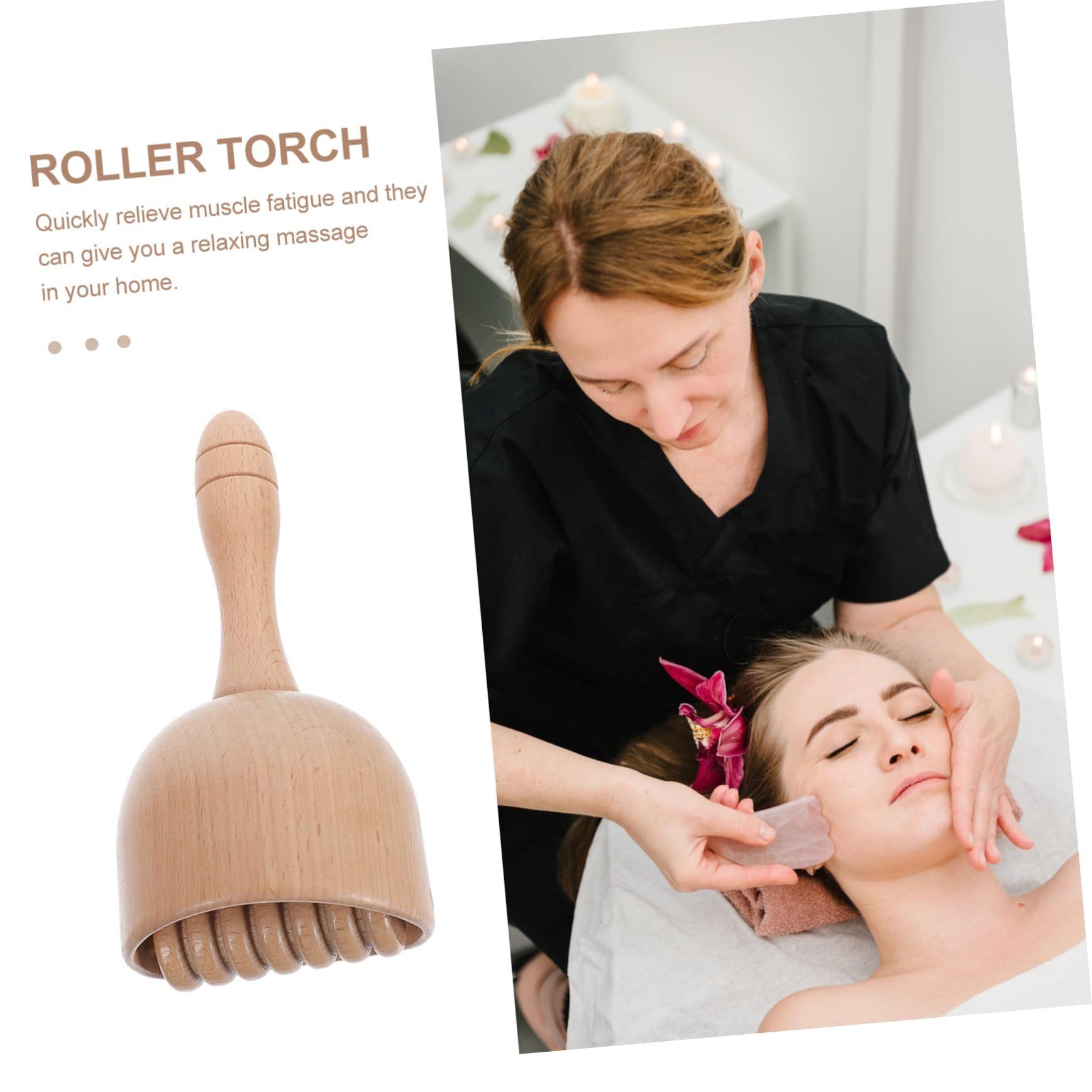 Healeved Wood Massage Cup with Roller Massage Scraping Stick Wooden Therapy Cup Therapy Massage Tool Massage Stick Wood Massage