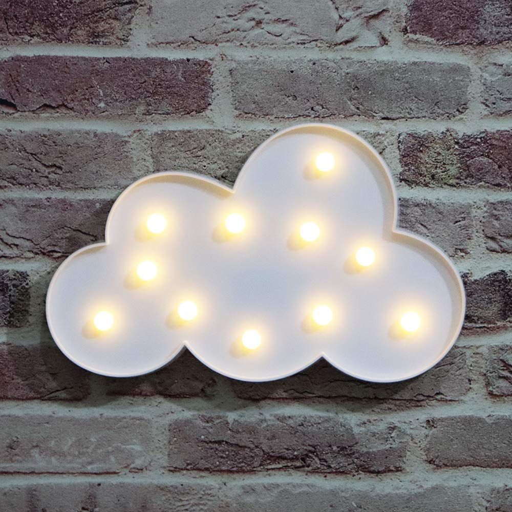 Light Up Cloud Decorative Signs Hanging Hole Nursery Room Cloud Night Light for Baby Shower, Party Supply, Christmas Decor-Cloud