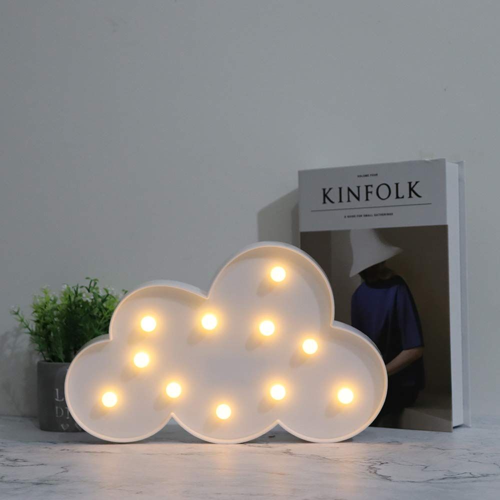 Light Up Cloud Decorative Signs Hanging Hole Nursery Room Cloud Night Light for Baby Shower, Party Supply, Christmas Decor-Cloud