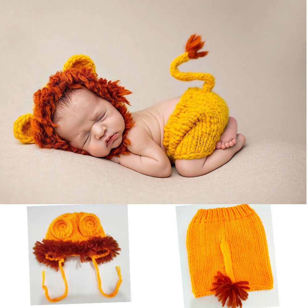 Newborn Photography Props Outfits Boy Girl Baby Crochet Outfits Handmade Infant Photo Shoot Knitted Baby Costume Sets