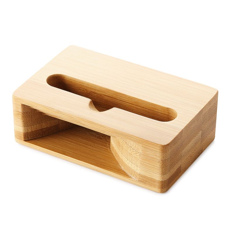 Wooden Sound Amplifier Stand Holder for , Natural Loudspeaker Mini Megaphone Cell Phone Stand (Square)