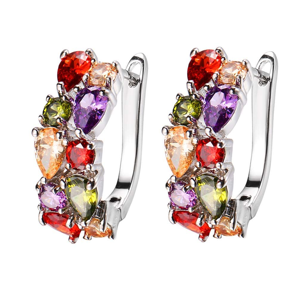 Classic Multi Gemstones Silver Sets, with Crystals Amethyst Garnet Morganite Peridot, Jewelry Gifts for Women ear pendants