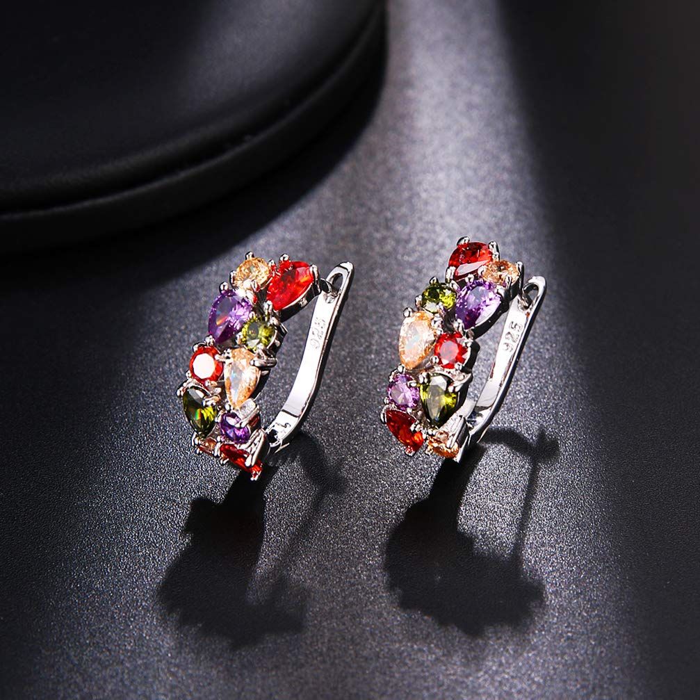 Classic Multi Gemstones Silver Sets, with Crystals Amethyst Garnet Morganite Peridot, Jewelry Gifts for Women ear pendants