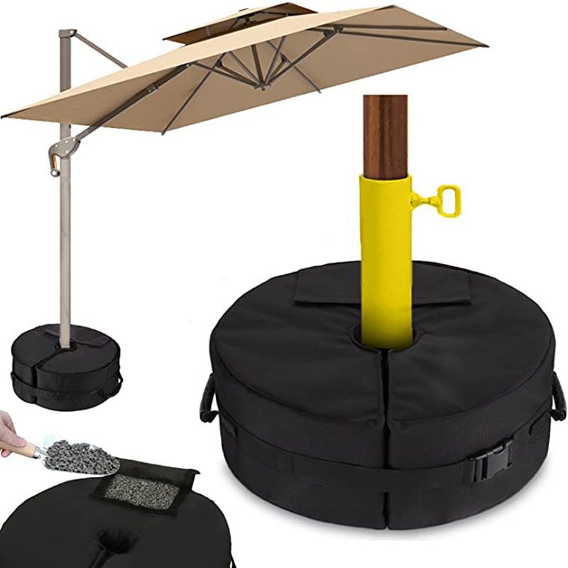 Round Umbrella Base Weight with Side Slot Opening, Cantilever & Any Outdoor Patio Umbrella Stand ~ Easy Set up (Black)