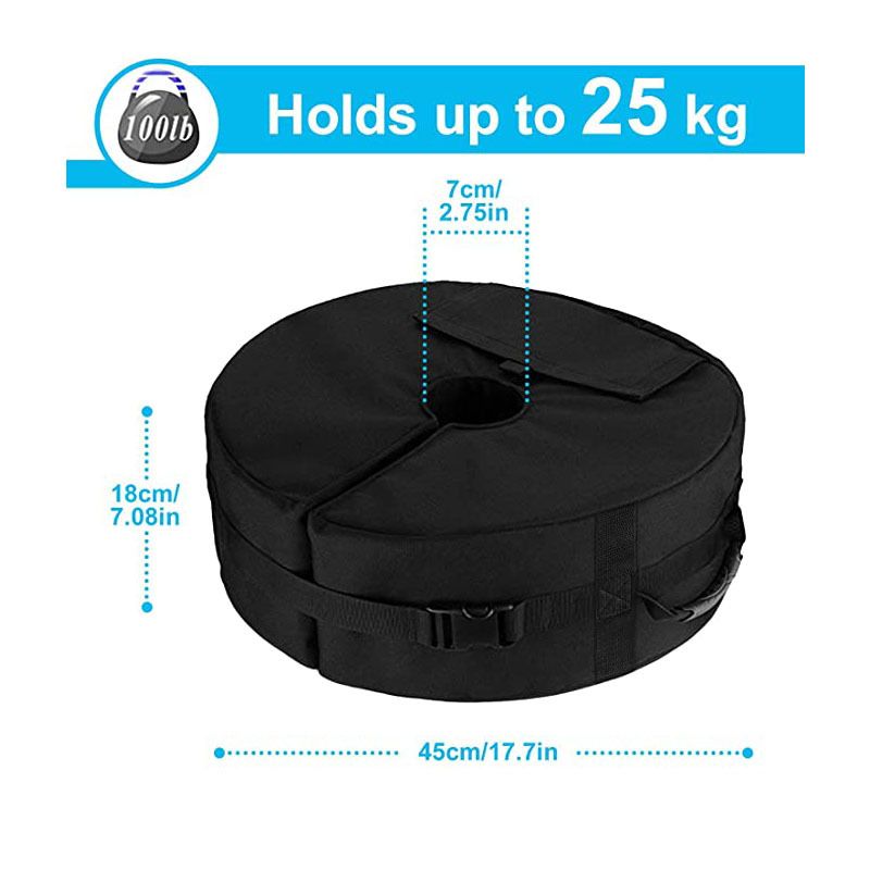 Round Umbrella Base Weight with Side Slot Opening, Cantilever & Any Outdoor Patio Umbrella Stand ~ Easy Set up (Black)
