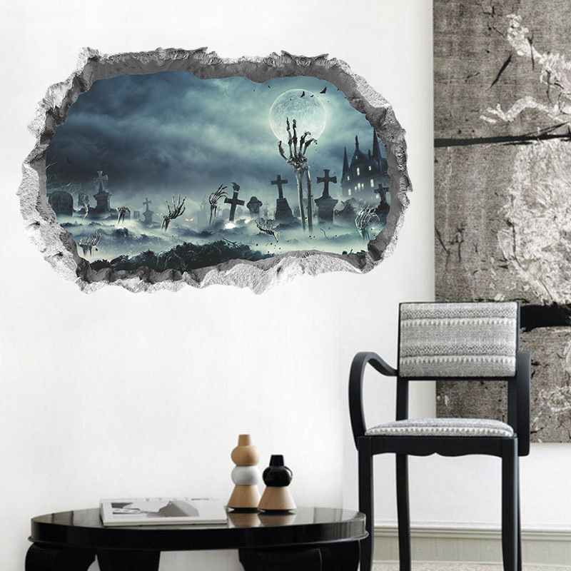 Halloween Wall Stickers Halloween Ghost Wall Sticker 3D Halloween Wall Art Scary Wall Stickers Haunted House Wall Paper Haunted