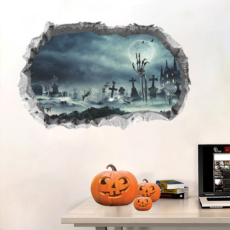 Halloween Wall Stickers Halloween Ghost Wall Sticker 3D Halloween Wall Art Scary Wall Stickers Haunted House Wall Paper Haunted