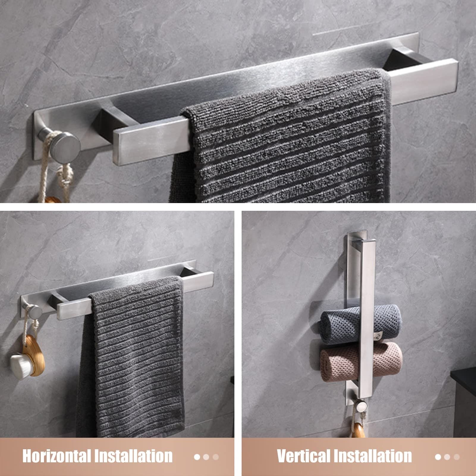 Bathroom Towel Bar Brushed Nickel, Bath Accessories Towel Rack Hanger, Bathroom Kitchen Square Hand Towel Holder Wall Mounted