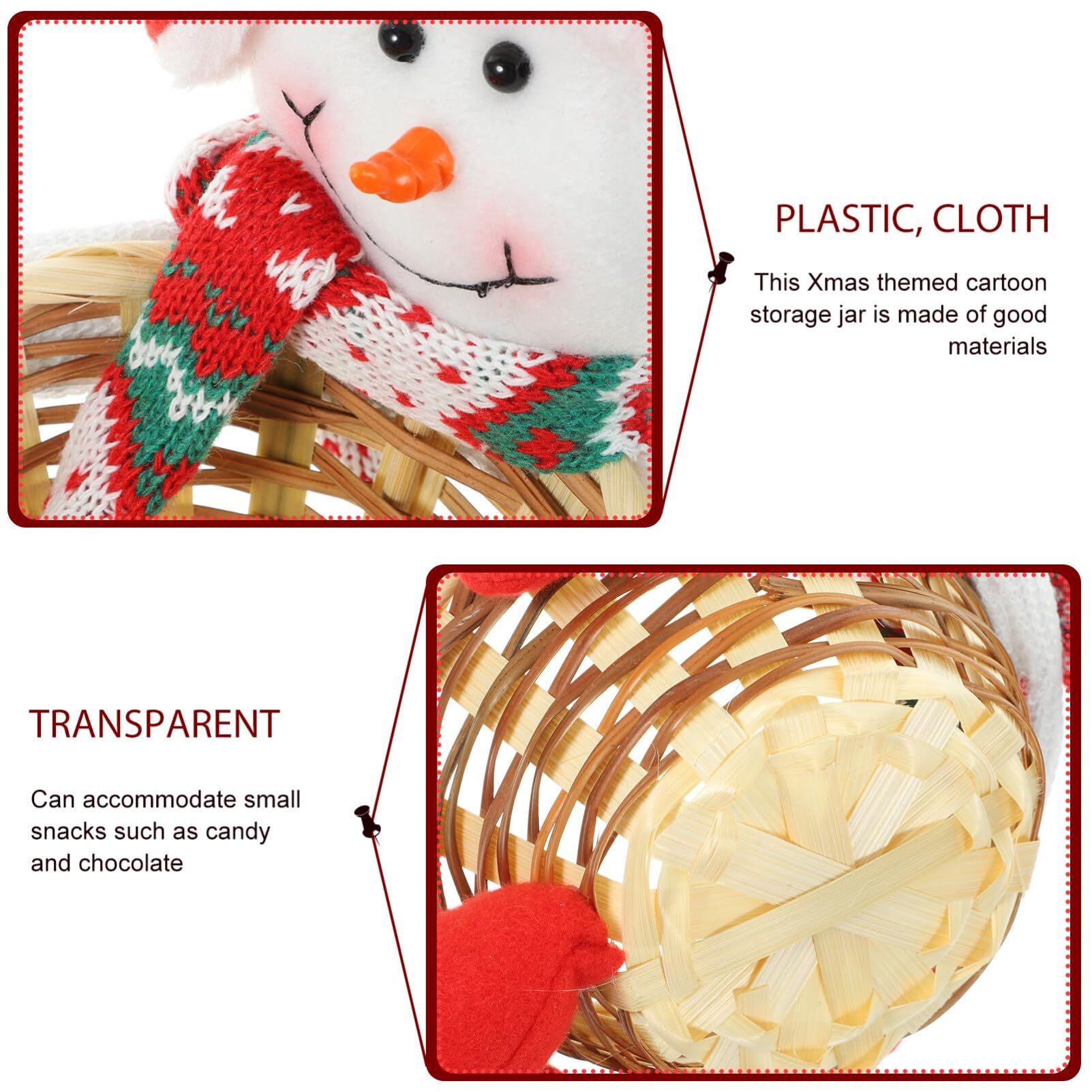 Christmas Candy Basket Candy Bowl Snowman Candy Basket Decoration Xmas Sugar Snack Container Dish for Holiday Table Desk