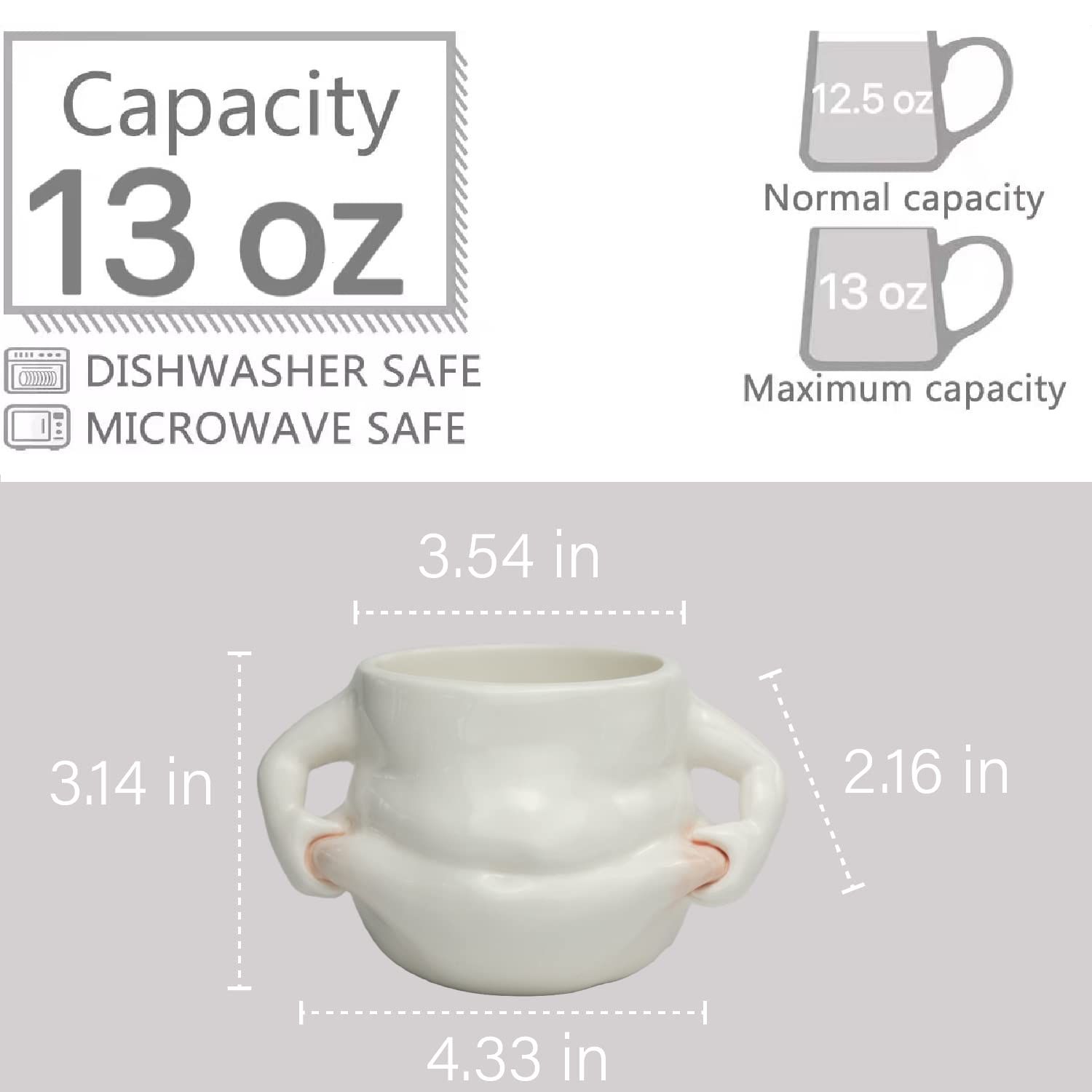 Fat Belly Handwarmer Mug Cute Ceramic Mug Original Handmade Breakfast Mug SAFE & HEALTHY PERFECT GIFT