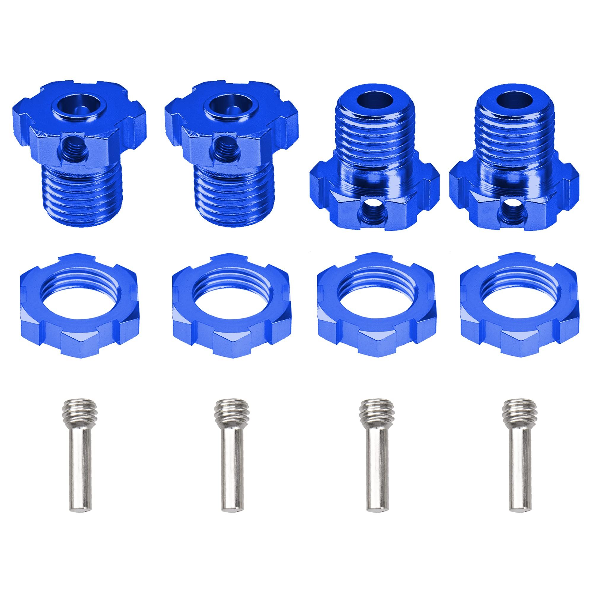 4Pack Aluminum 17mm Splined Wheel Hex Hub Nut Compatible with Easy to install and durable for long time use.(Blue)