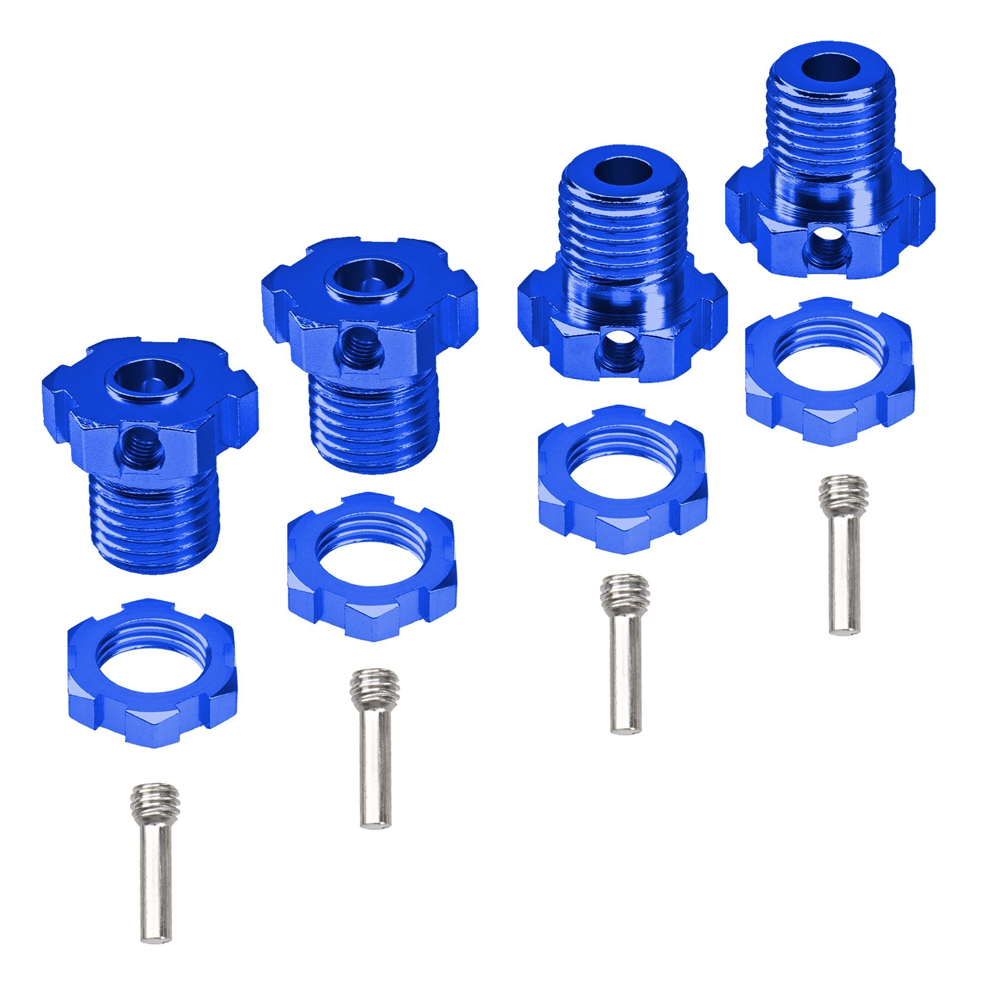 4Pack Aluminum 17mm Splined Wheel Hex Hub Nut Compatible with Easy to install and durable for long time use.(Blue)