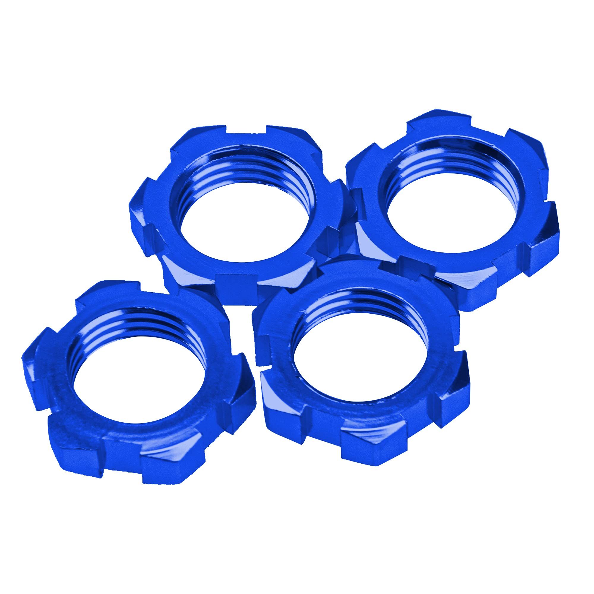 4Pack Aluminum 17mm Splined Wheel Hex Hub Nut Compatible with Easy to install and durable for long time use.(Blue)