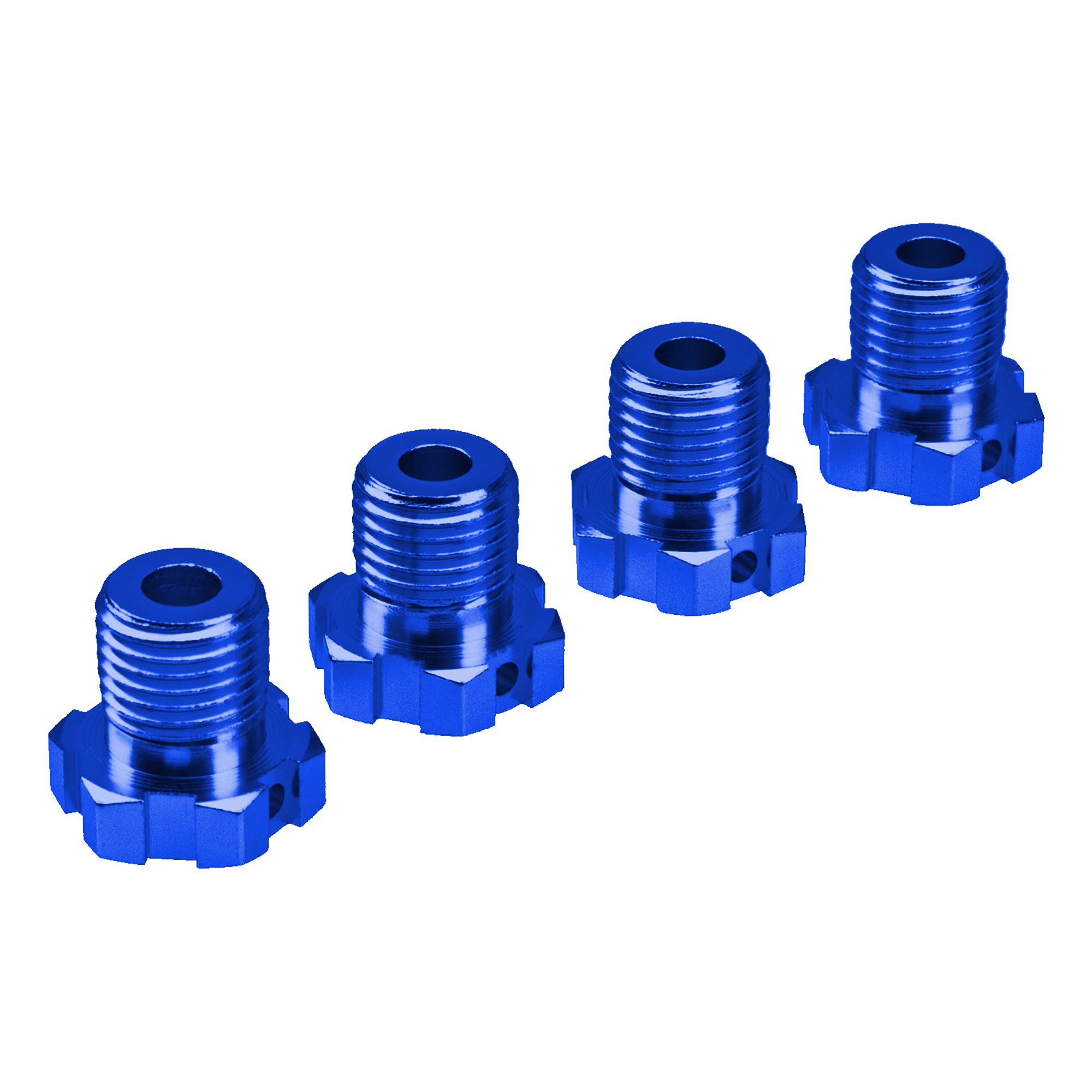 4Pack Aluminum 17mm Splined Wheel Hex Hub Nut Compatible with Easy to install and durable for long time use.(Blue)