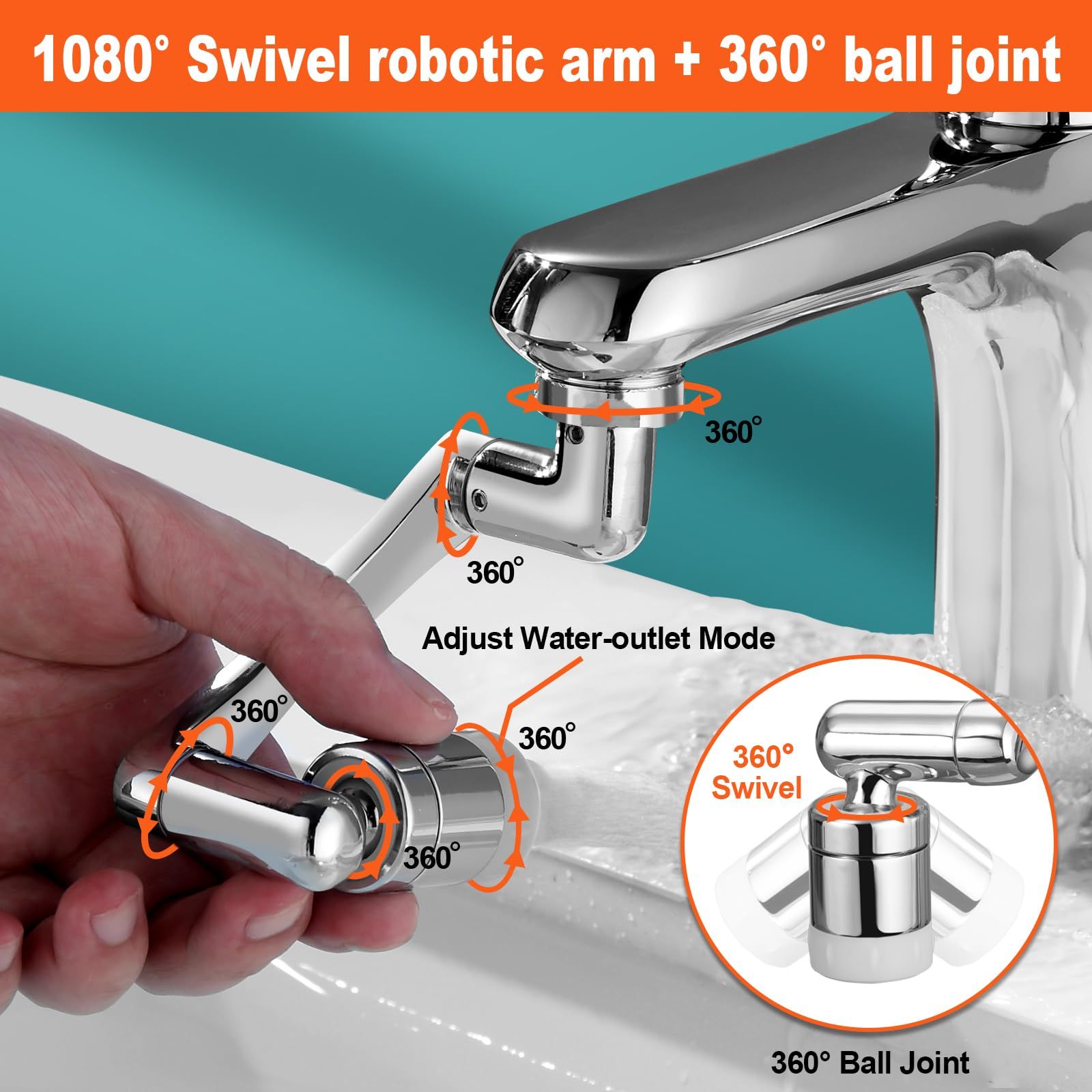 Faucet Extender for Bathroom Sink 2 Water Outlet ModesRotatable Swivel Faucet Attachment Kitchen Faucet Extension,Tap Adjustment