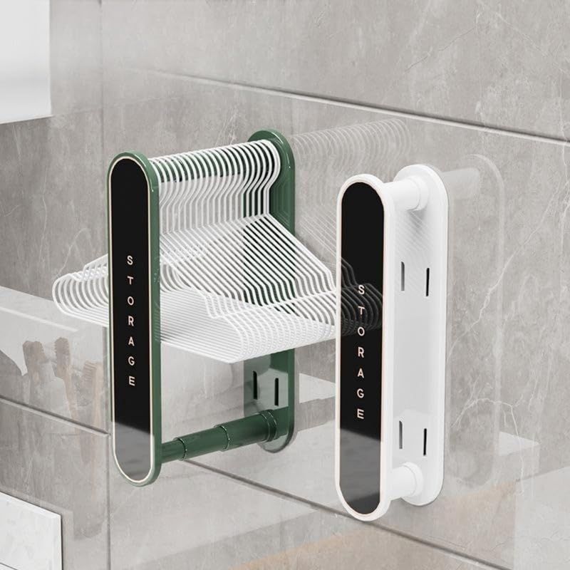 Hanger Organizer Retractable Storage Clothes Hanger Organizer Space Saving Hanger Storage Space Saving （Green/White）
