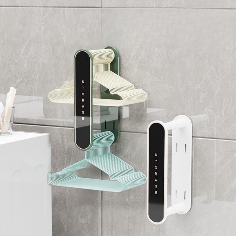 Hanger Organizer Retractable Storage Clothes Hanger Organizer Space Saving Hanger Storage Space Saving （Green/White）