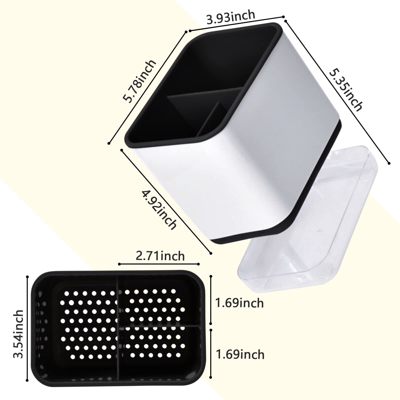 Utensil Holder Cutlery Drainer Sink Caddy, Chopsticks Holder Spoon Chopsticks Fork Drain Rack Basket Storage Holder (Black)
