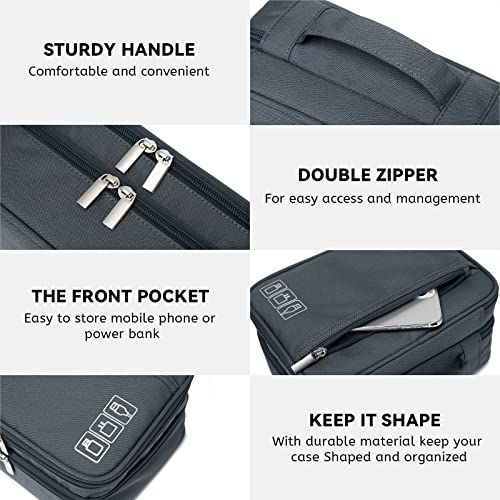 Organizer Bag for Electronics Accessories, Portable Tech Carring Large Storage Case for Charger, Cord, Power Bank, Hardware Black