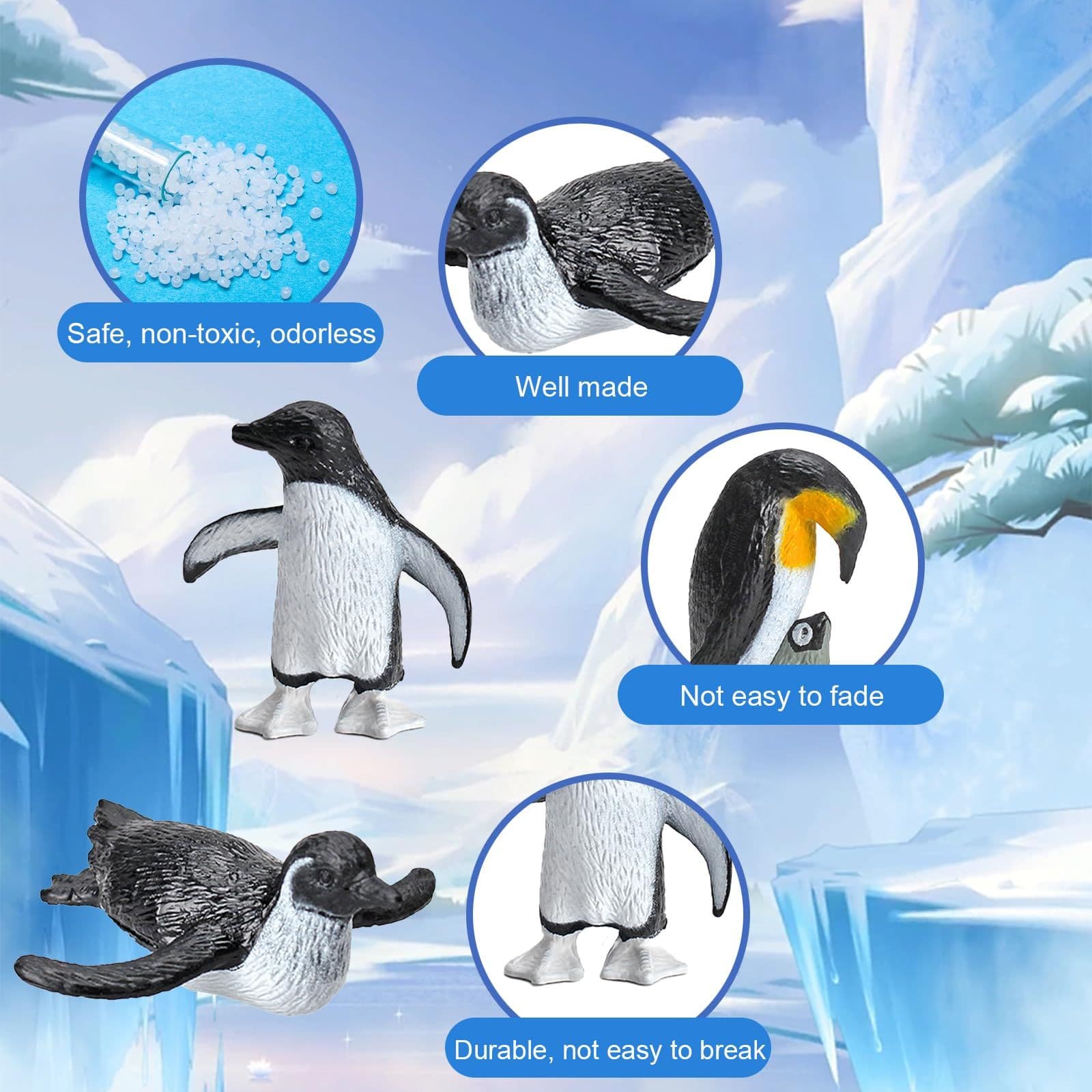 Arctic Penguin Figurines Toy Playset Mini Penguin Toy Set Realistic Penguin Cake Topper Small Penguin Action Figures Polar