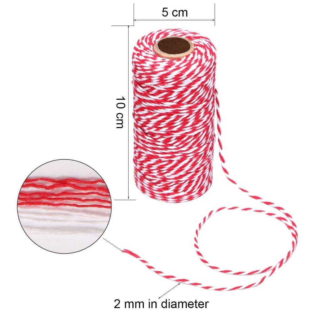 2 Rolls Bakers Candy Rope Ribbon Twine 2 mm Cotton Rope Cord String for Gift Wrapping Arts Crafts (2mm x 656 Feet)