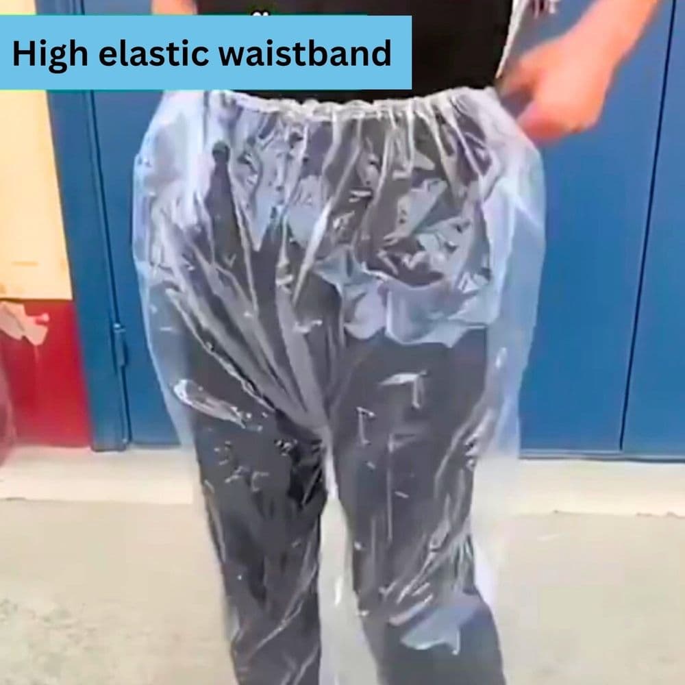 4Pcs Disposable Rain Pants, 50in Long Clear Pant with Shoe Cover Rainpants Plastic Rain Pants Adult Disposable Boot Covers Rainpants for Men Women Outdoor (Blue)