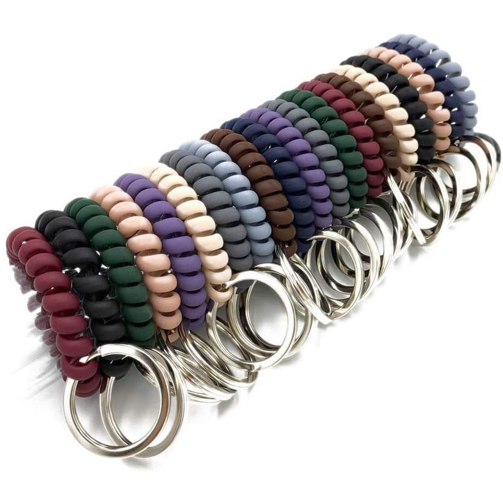 20 Pack Wrist Coil, 10-Colors Plastic Wristband, Elastic Stretchable Spiral Bracelet, Key Ring Key Chain for Gym, Pool, ID Badge, Outdoor Sports, Office, Workshop, Shopping Mall, Sauna