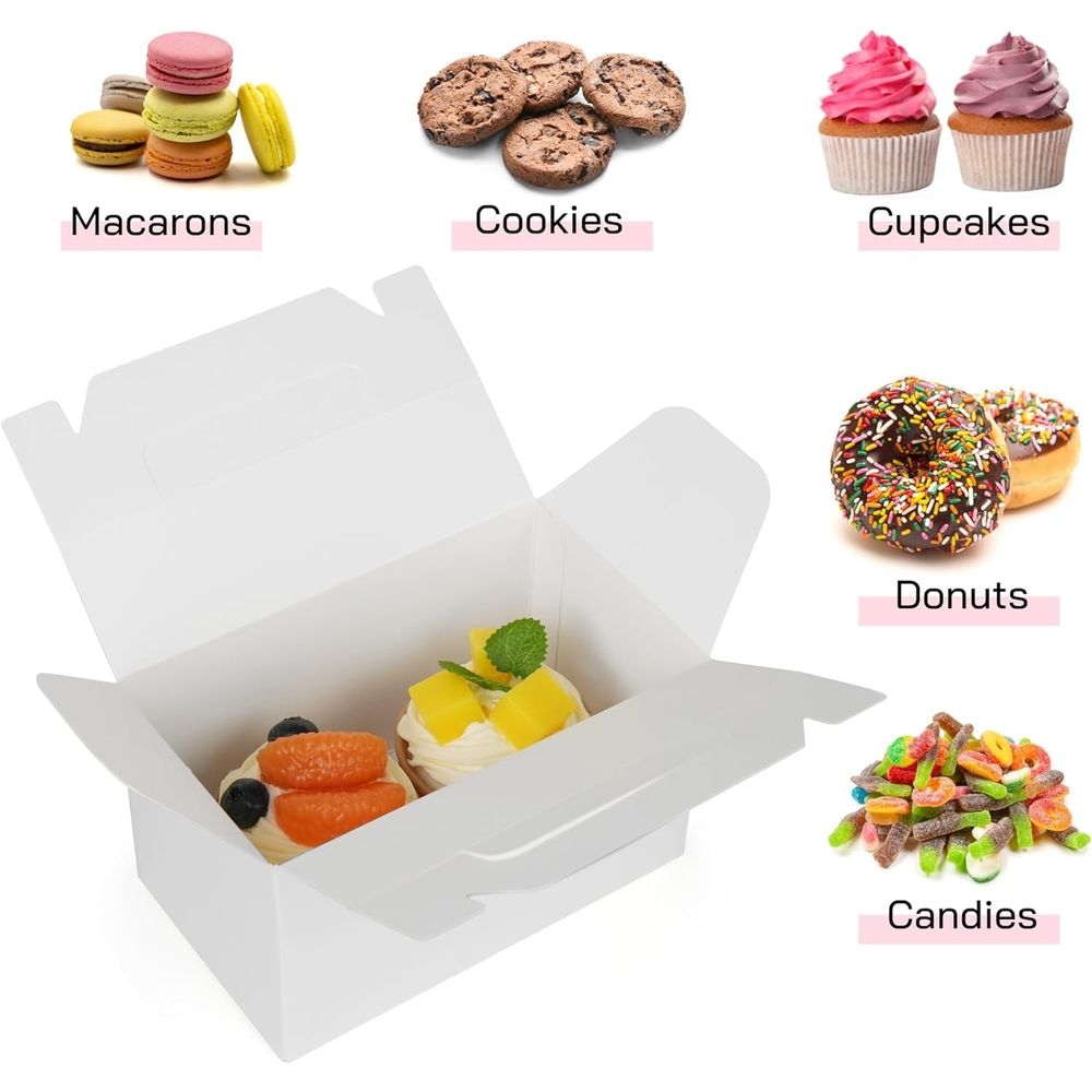 12 Pcs White Party Treat Boxes, Small Goodie Boxes ,Paper Treat Boxes,Kraft Paper Gift Box for Christmas Party Decorations Birthday Party Favors (White,6.5x3.5x3.5 Inches)