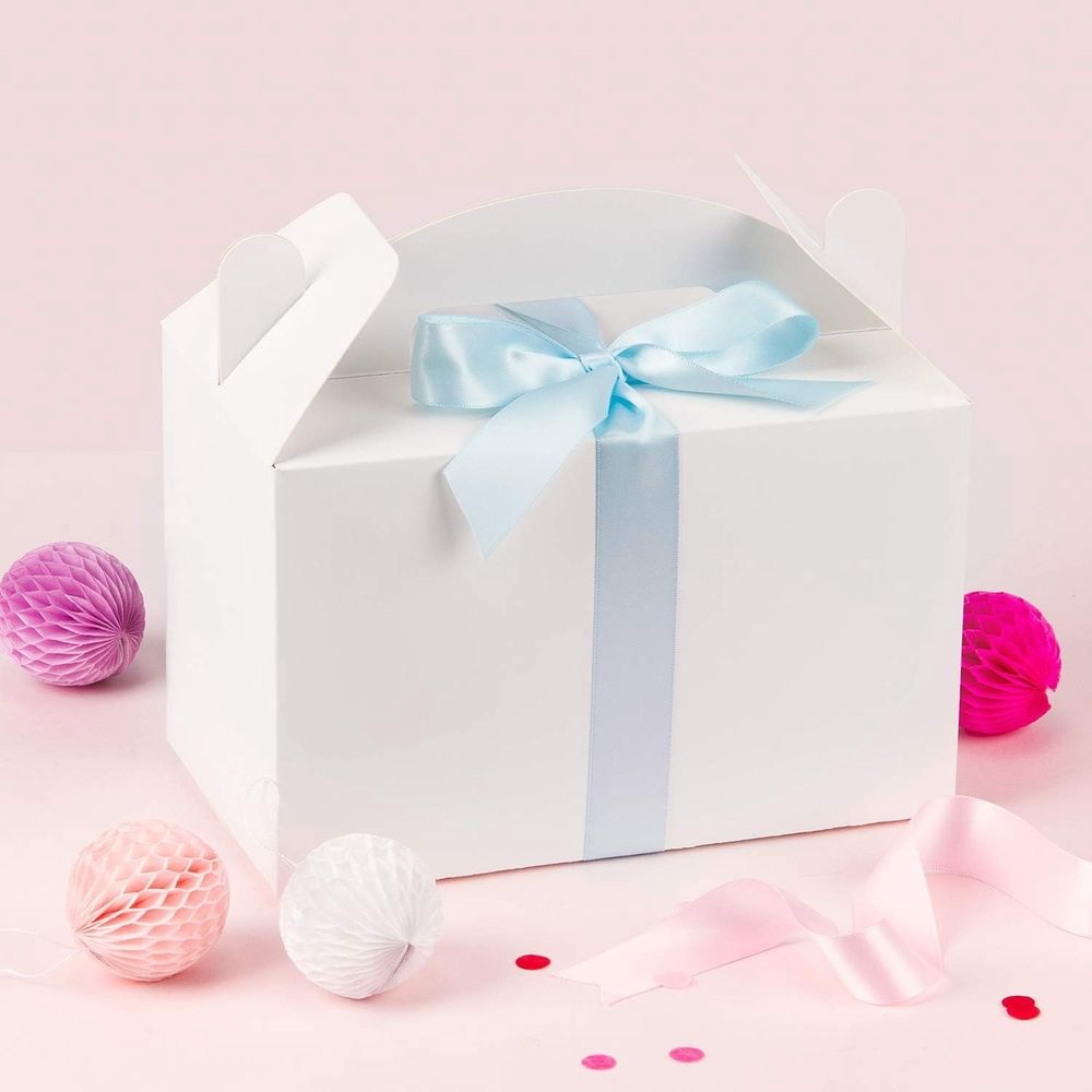 12 Pcs White Party Treat Boxes, Small Goodie Boxes ,Paper Treat Boxes,Kraft Paper Gift Box for Christmas Party Decorations Birthday Party Favors (White,6.5x3.5x3.5 Inches)