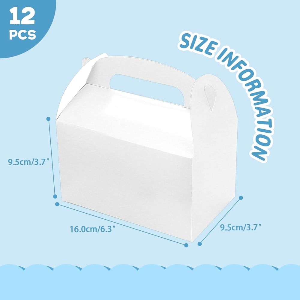 12 Pcs White Party Treat Boxes, Small Goodie Boxes ,Paper Treat Boxes,Kraft Paper Gift Box for Christmas Party Decorations Birthday Party Favors (White,6.5x3.5x3.5 Inches)