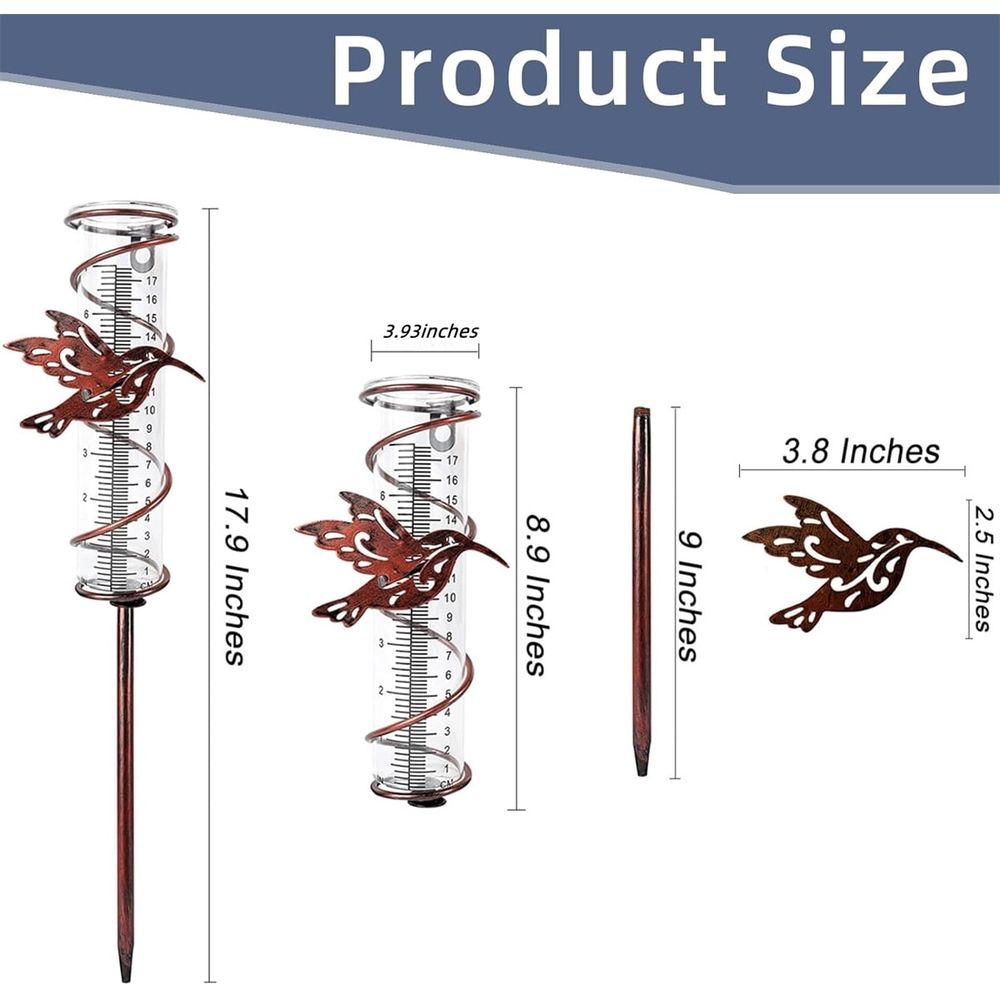 1 Pc Hummingbird Rain Gauge,Detachable Rain Gauge With Stake,Rain Gauges For Outdoor Garden Yard,Upgrade Freeze Proof Glass Rain Gauge,Outdoor Ornaments For Yard