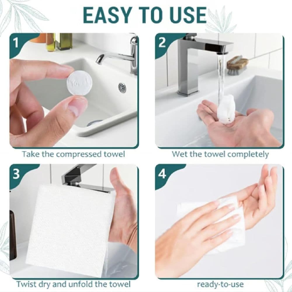 Compressed Towel Tablets Expand in Water for Travel Camping Hiking White