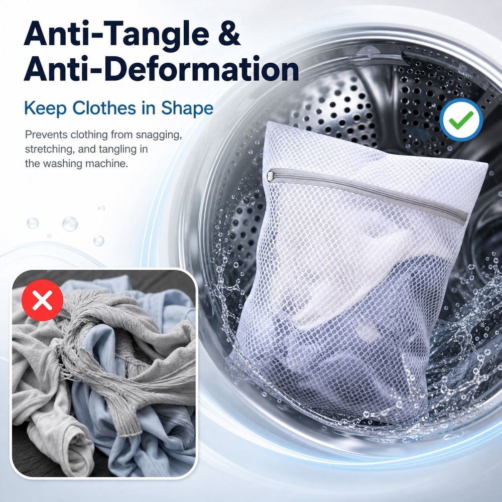 2Pcs Extra Large Mesh Laundry Bags 23.6x23.6in, Heavy Duty Zipper Washing Machine Wash Bags, Durable Honeycomb Net Delicate Clothes Wash Protector Bags for Coats, Sweaters, Bedding Sheets & Curtains