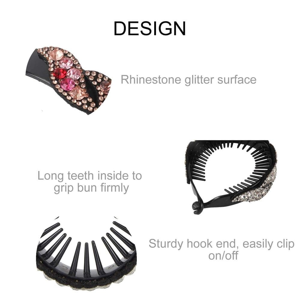 4 Pack Large Rhinestone Hair Claws Sparkly Gem Hair Accessories Twist Plastic Hair Clips Simple Ponytail Hair Clips for Women