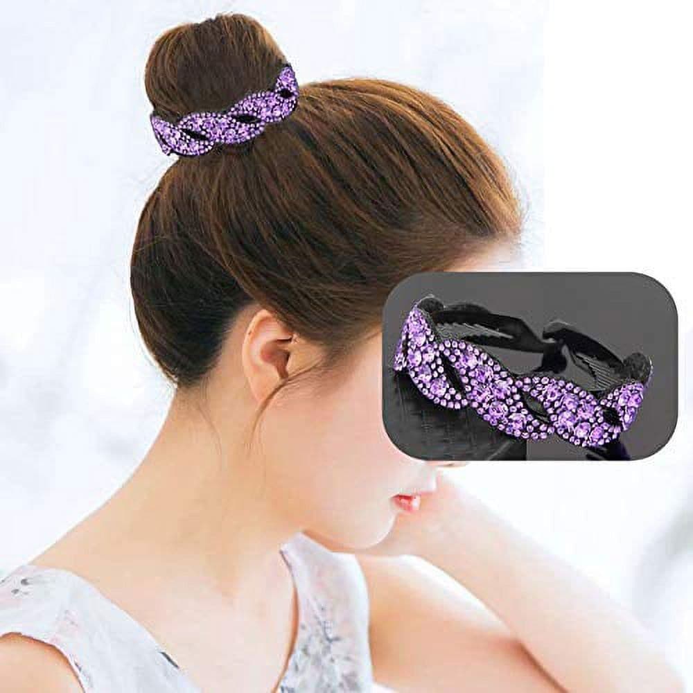 4 Pack Large Rhinestone Hair Claws Sparkly Gem Hair Accessories Twist Plastic Hair Clips Simple Ponytail Hair Clips for Women