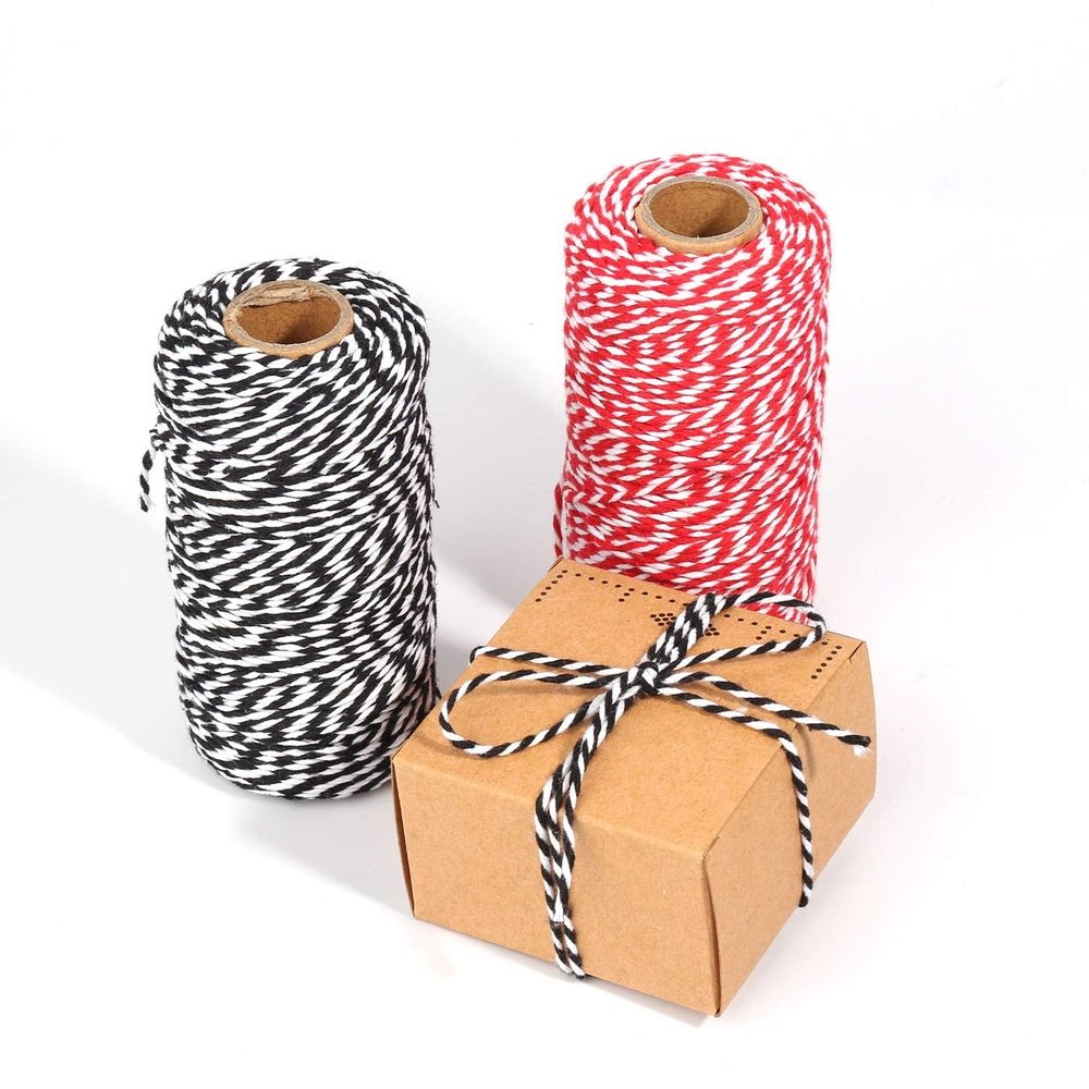 2 Rolls Bakers Candy Rope Ribbon Twine 2 mm Cotton Rope Cord String for Gift Wrapping Arts Crafts (2mm x 656 Feet)