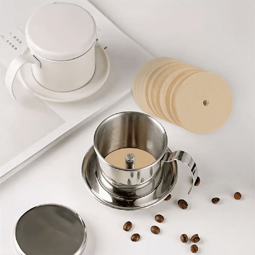 500PCS Count Percolator Coffee Filters, 3.75 Inch Natural Unbleached Disposable Coffee Filter Disc Coffee Filters Brown