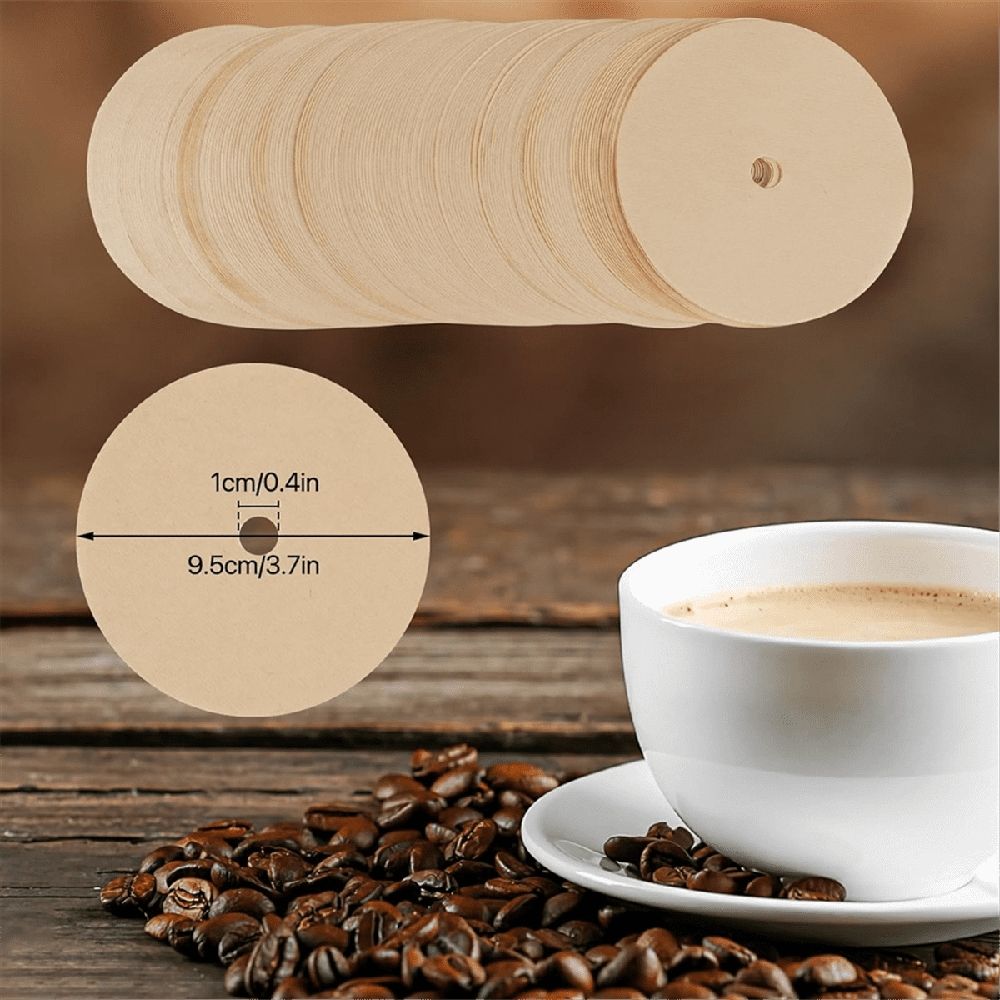 500PCS Count Percolator Coffee Filters, 3.75 Inch Natural Unbleached Disposable Coffee Filter Disc Coffee Filters Brown