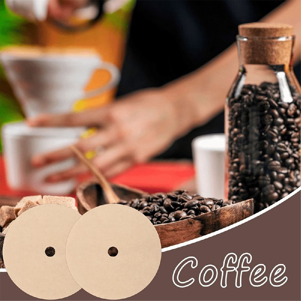 500PCS Count Percolator Coffee Filters, 3.75 Inch Natural Unbleached Disposable Coffee Filter Disc Coffee Filters Brown